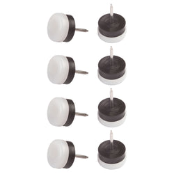 Pattini in plastica Fix-O-Moll con perno da 4 mm / Ø 18 mm - 8 pattini in plastica - A: 4,0 mm x D: 18,0 mm / Bianco