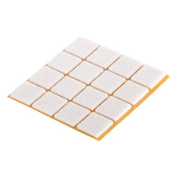Pattini in feltro Fix-O-Moll 3 mm / 22 x 22 mm - Set da 16 pattini - L: 22,0 mm x P: 22,0 mm x A: 3,0 mm / bianco