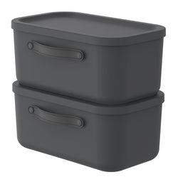 Set di contenitori MYTHEN, 2 pezzi, 12 L - Nero / L: 26,5 cm x A: 34,5 cm x P: 39,5 cm