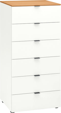 TILL Cassettone - Bianco / Quercia / L: 56.0 cm x P: 41.0 cm x A: 117.5 cm