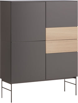 Credenza alta TILL - Grigio scuro / L: 112.0 cm x P: 41.0 cm x A: 146.4 cm