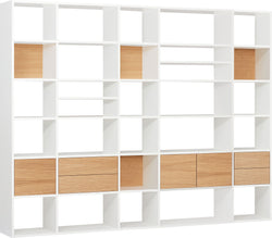 TARA Scaffale - Bianco / Quercia / L: 274.0 cm x P: 36.0 cm x A: 215.0 cm