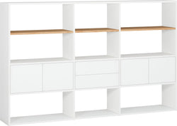TARA Scaffale - Bianco / Quercia / L: 220.0 cm x P: 33.0 cm x A: 147.0 cm