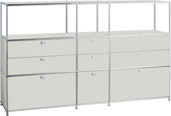 Credenza alta FLEXCUBE - Grigio chiaro / L: 190.0 cm x P: 40.0 cm x A: 118.0 cm