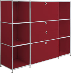 Credenza alta FLEXCUBE - Rosso / L: 152.0 cm x P: 40.0 cm x A: 118.0 cm