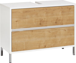 SIERRA Armadietto per lavabo - Bianco / Quercia / L: 80.0 cm x P: 35.0 cm x A: 60.0 cm