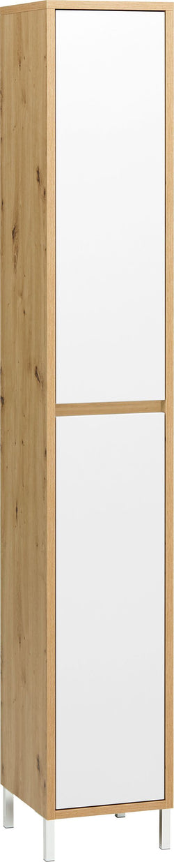 SIERRA Hochschrank - Eiche / Weiss / B: 30.0 cm x T: 35.0 cm x H: 190.0 cm