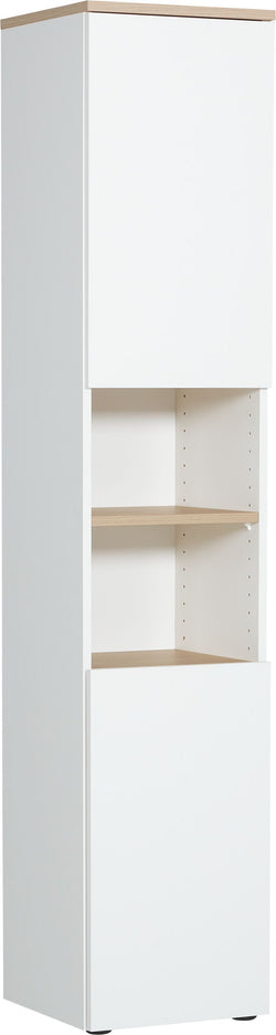 CORTES II Hochschrank - Weiss / Eiche / B: 35.0 cm x T: 37.0 cm x H: 180.0 cm