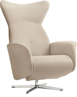 Poltrona relax ASCAN color crema - Crema / L: 76.0 cm x P: 78.0 cm x A: 114.0 cm