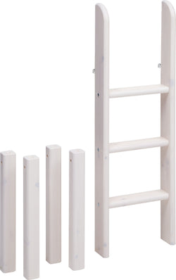 Flexa CLASSIC Echelle droite lit mi-hauteur avec montants - Blanchi / P: 41.0 cm x L: 11.0 cm x H: 120.0 cm