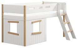 Letto a mezz'altezza Flexa NOR con casetta sull'albero - Bianco / L: 109,0 cm x P: 210,0 cm x A: 120,0 cm