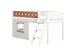 Lit mi-haut Flexa WHITE avec cabane - Blanc / L : 109,0 cm x P : 210,0 cm x H : 120,0 cm
