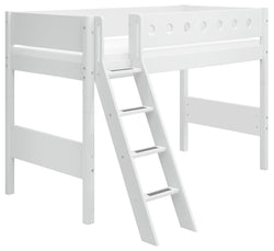 Flexa WHITE Mittelhochbett - Weiss / B: 110.0 cm x T: 210.0 cm x H: 143.0 cm