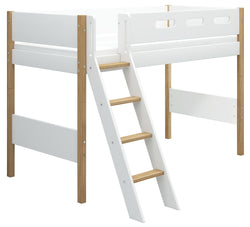 Letto a mezz'altezza Flexa NOR - Bianco / Rovere / L: 150,0 cm x P: 210,0 cm x A: 143,0 cm