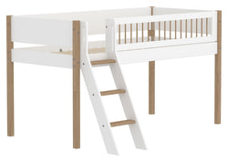 Flexa NOR Schrägleiter Halbhochbett inkl. Pfosten - Weiss / Eiche / B: 150.0 cm x T: 208.0 cm x H: 120.0 cm