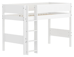 Flexa WHITE Lit moyen surélevé - Blanc / L: 109.0 cm x P: 210.0 cm x H: 143.0 cm