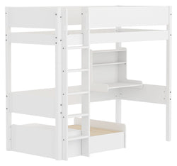 Flexa WHITE Lit surélevé - Blanc / L: 109.0 cm x P: 210.0 cm x H: 184.0 cm