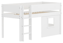 Flexa WHITE Letto semi-alto con casetta sull'albero - Bianco / L: 109.0 cm x P: 210.0 cm x A: 120.0 cm