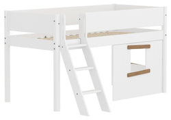 Flexa WHITE Lit mi-hauteur avec cabane dans les arbres - Blanc / L: 151.0 cm x P: 210.0 cm x H: 120.0 cm