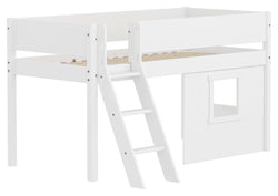 Flexa WHITE Lit mi-hauteur avec cabane dans les arbres - Blanc / L: 151.0 cm x P: 210.0 cm x H: 120.0 cm