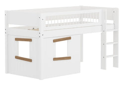 Letto a mezz'altezza Flexa WHITE con casetta sull'albero - Bianco / L: 109,0 cm x P: 210,0 cm x A: 120,0 cm