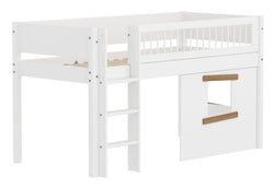 Flexa WHITE Lit mi-hauteur avec cabane dans les arbres - Blanc / L: 109.0 cm x P: 210.0 cm x H: 120.0 cm