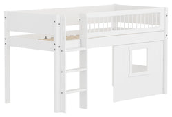Flexa WHITE Halbhochbett mit Baumhaus - Weiss / B: 109.0 cm x T: 210.0 cm x H: 120.0 cm