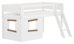 Letto a mezz'altezza Flexa WHITE con casetta sull'albero - Bianco / L: 151,0 cm x P: 210,0 cm x A: 120,0 cm