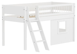 Flexa WHITE Lit mi-hauteur avec cabane dans les arbres - Blanc / L: 151.0 cm x P: 210.0 cm x H: 120.0 cm