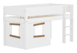 Letto a mezz'altezza Flexa WHITE con casetta sull'albero - Bianco / L: 109,0 cm x P: 210,0 cm x A: 120,0 cm