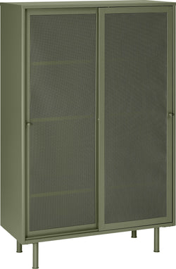 VALENA Highboard grün 90x40x140cm - Grün / B: 90.0 cm x T: 40.0 cm x H: 140.0 cm