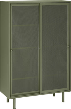 VALENA Highboard - Grün / B: 90.0 cm x T: 40.0 cm x H: 140.0 cm