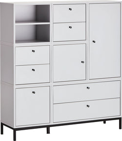 Buffet haut FINJA - Gris perle / L: 120.0 cm x P: 36.0 cm x H: 132.5 cm