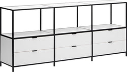 Buffet SEVEN - Blanc / Noir / L: 186.4 cm x P: 39.0 cm x H: 80.0 cm
