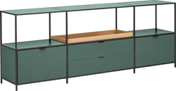 SEVEN Wohns.grün/sz/Eiche217x39x80cm FSC - Grün / L: 217.0 cm x P: 39.0 cm x H: 80.0 cm