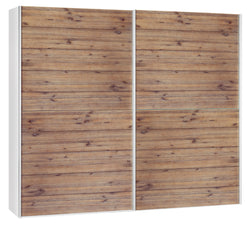 CORELLE Schwebetürenschrank - Akazie lasiert / B: 252.0 cm x T: 67.0 cm x H: 220.0 cm