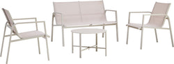 Ensemble de salon SOLEY - sable corail / Canapé : 117,5 x 45/70 x 81 cm, Fauteuil : 60,5 x 45/70 x 81 cm, Table : 61 x 61 x 41 cm