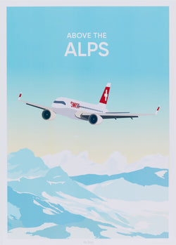 FLY OVER THE ALPS Poster 50x70 cm - B: 50.0 cm x T: 0.1 cm x H: 70.0 cm
