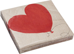 BALLON Serviettes de table en papier - Naturel, Rouge / L: 33.0 cm x P: 33.0 cm x H: 0.1 cm
