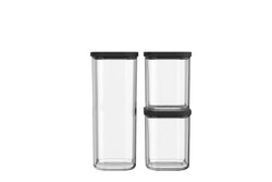 MEPAL MODULA Vorratsdosen-Set - Schwarz, Transparent / B: 18.5 cm x T: 14.8 cm x H: 22.8 cm