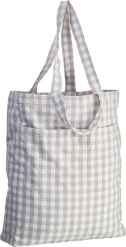 VICHY Einkaufstasche - Beige, Weiss / B: 35.0 cm x T: 11.0 cm x H: 43.0 cm