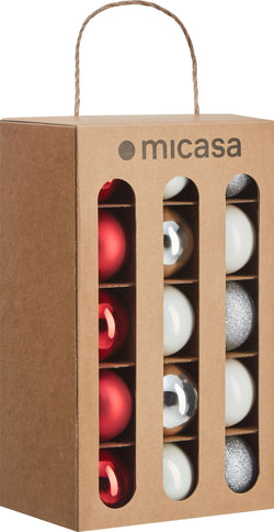 KAI Set die palline 30 p. - Rosso / Argento / D: 6 cm