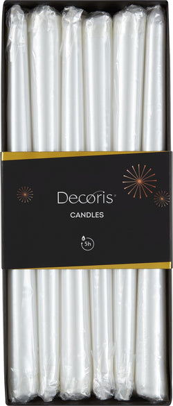 NURI Set di candele a bastoncino 12 pezzi - Bianco / Argento / A: 25.0 cm