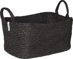 OLIVA Jutekorb schwarz m.Henkel 37x26x20 - Schwarz / B: 26.0 cm x T: 37.0 cm x H: 20.0 cm