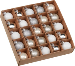 Set de boules 25 p. - Blanc / D: 3.0 cm