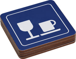 PICTO COASTER SET OF 4 BISTRO 10X10CM - Blau / L: 10.0 cm x P: 10.0 cm x H: 0.5 cm