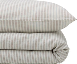 SALMA Housse de couette en lin - Taupe rayé / Taie d''oreiller - 65 x 100 cm