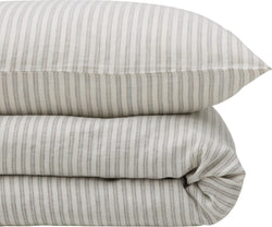 SALMA Leinen-Bettwäsche - Taupe gestreift / Kissenbezug - 65 x 100 cm