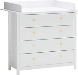 LUNA Wickelkommode mit Aufsatz Weiss - Weiss / B: 101.0 cm x T: 76.5 cm x H: 103.1 cm