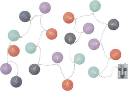 LISI Lichterkette Cottonball,farbig - Gelb, Grau, Violett / B: 230.0 cm x T: 6.0 cm x H: 6.0 cm
